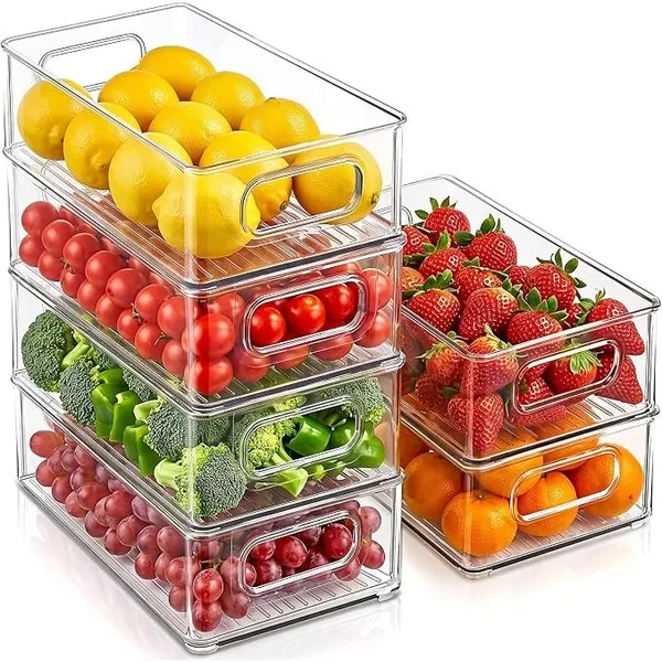 Kit 6 Organizadores de Geladeira Armário Despensa Cozinha Empilháveis Organizador de Alimentos