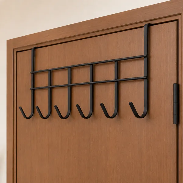 Cabide De Porta 6 Ganchos Para Porta Pendurar Toalha Roupas Sem Furar Metal 45cm