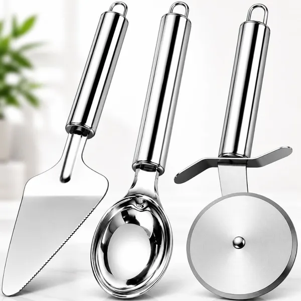 Kit 3 Inox: sorvete, pizza e bolo perfeitos