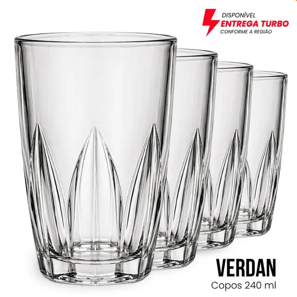 Jogo de Copos em Vidro Kit 6 Peças Cozinha Água Suco