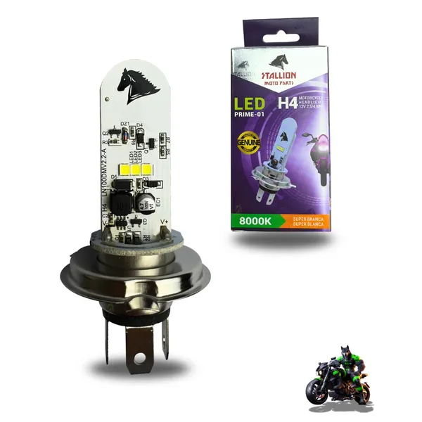 Lâmpada LED H4 Moto Carro 8000K Efeito Xenon Azul