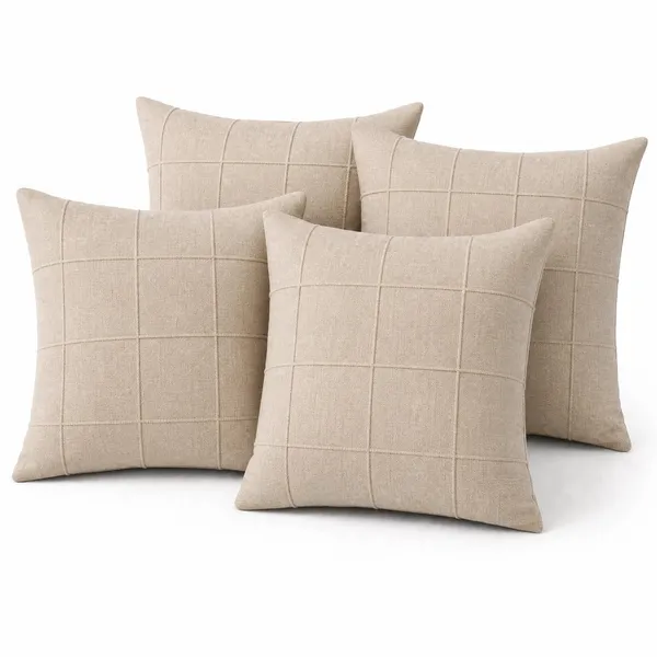 Kit Capas Almofada 40x40 Linho Rústico Moderno Toque Macio Luxo Sofá Poltrona Sala Quarto Zíper