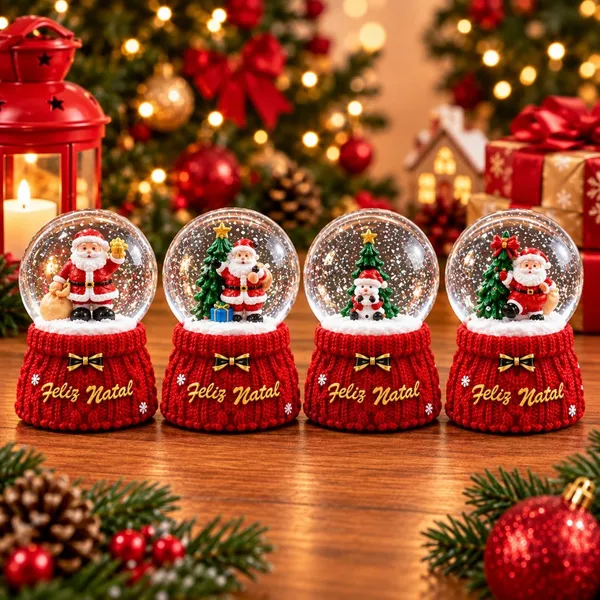Globo de Neve Natalino Com Luzes Enfeite de Natal 6.5CM Com LED Decoração De Natal