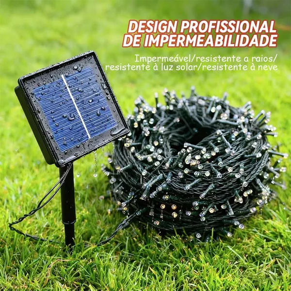 Leds Solar 10M USO EXTERNO Natal Externo Fixo E 8 Funções Prova D'água Cordão Luzes