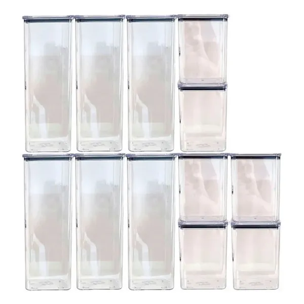 Kit 12 Potes Herméticos Acrílicos Empilháveis 2 Tamanhos